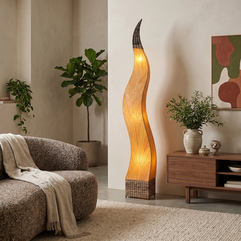 Lampe sur pied colonne 72 po Zoye, Orange
