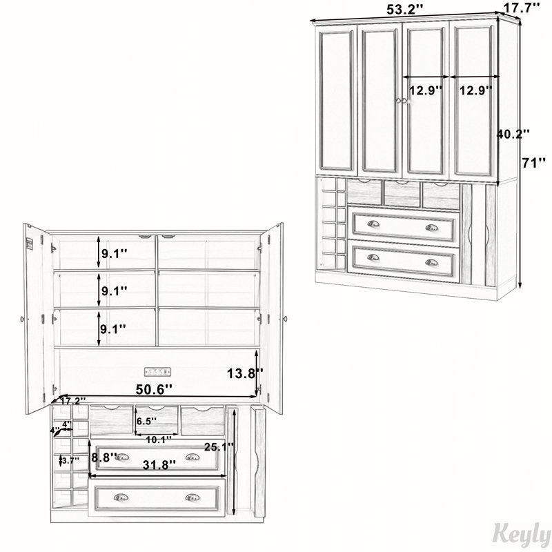 Armoire de rangement Farmhouse, Bleu