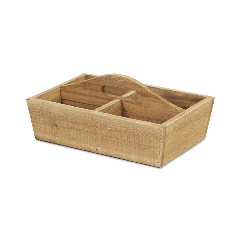 Plateau en bois à quatre compartiments, Brun