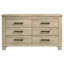 Commode de chambre à coucher à 6 tiroirs en chêne vieilli Sansome