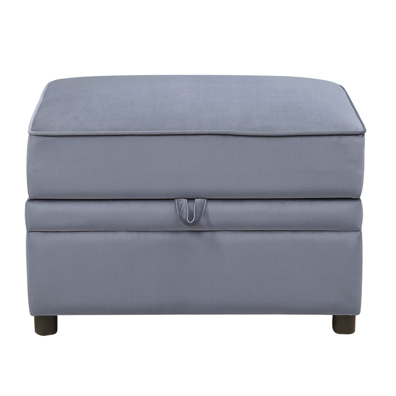 Repose-pieds gris avec rangement rectangulaire (inclure seulement ce repose-pieds, pas le canapé)