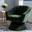 Chaises d'appoint pivotantes, fauteuil demi-tonneau moderne en tissu vert pour bureau personnel