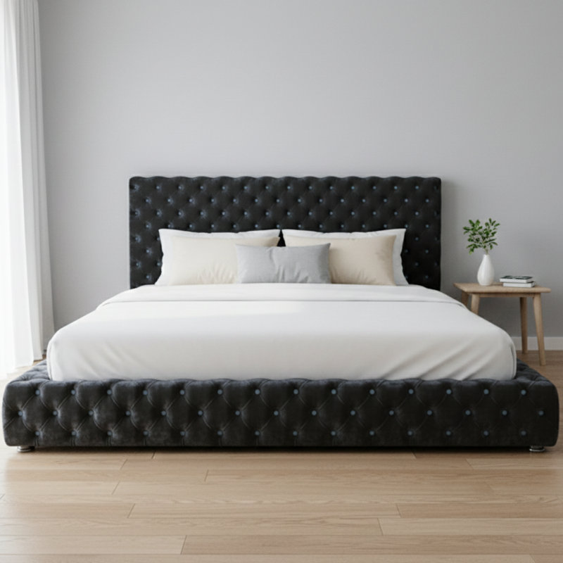 Upholstered Bed, Steel, Double (4'6)