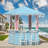 Hawaii 8'x8' Galvanized Steel Hardtop  Blue Pink Gazebo Pavilion with USB Charging Socket and BBQ Bar Table Shelf