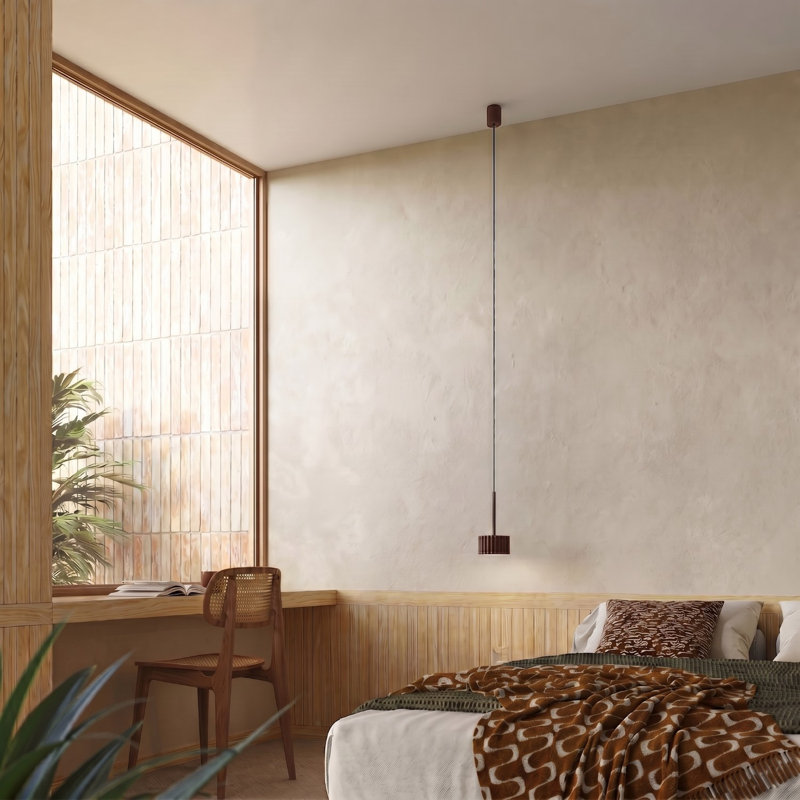 Aura 1 - Light Brushed Nickel Pendant, Brown