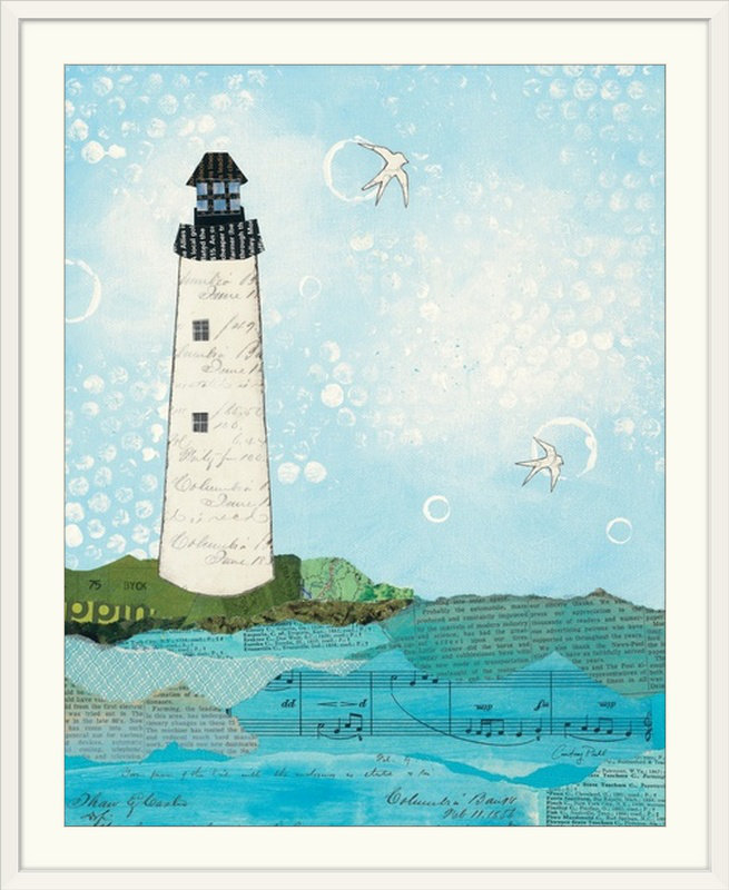 «Boutant Coastal Notes II», Courtney Prahl, impression, H 23 po x l 20 po x P 1 po, Cadre blanc