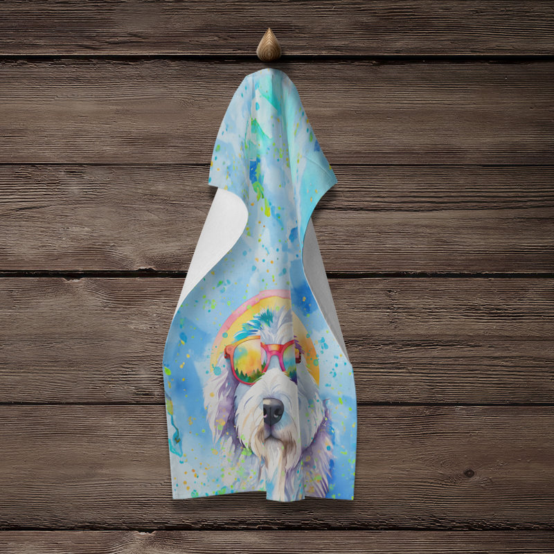 Old English Sheepdog Hippie Dawg Kitchen Towel