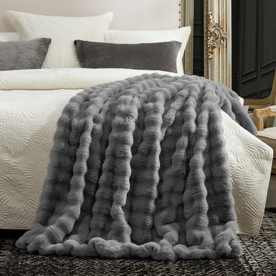 Soft Bubble Faux Fur Throw Blanket Luxury Plush Bedding Blankets for Couch, Bed, Gift
