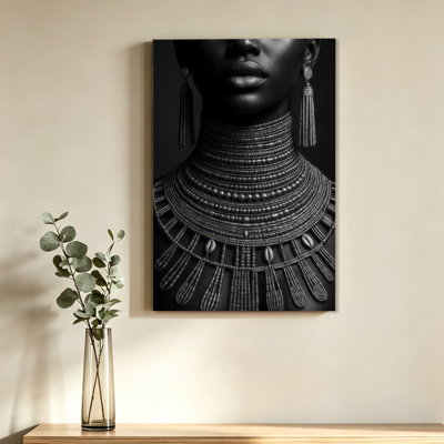 Murale de style cadre féminin noir sur toile encadrée