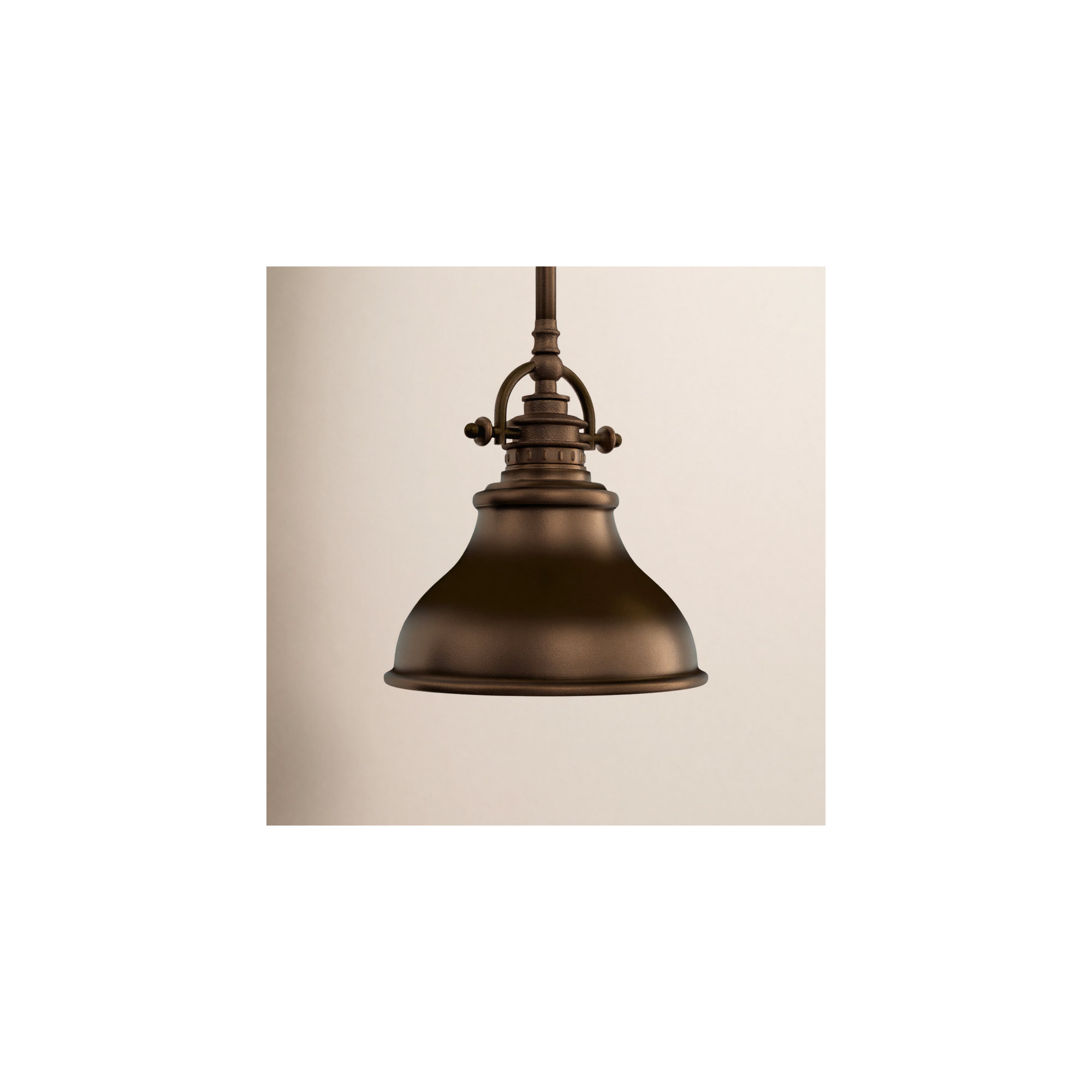 Single Light Metal Dimmable Pendant, Palladian Bronze, 9" H x 8" W x 8" D