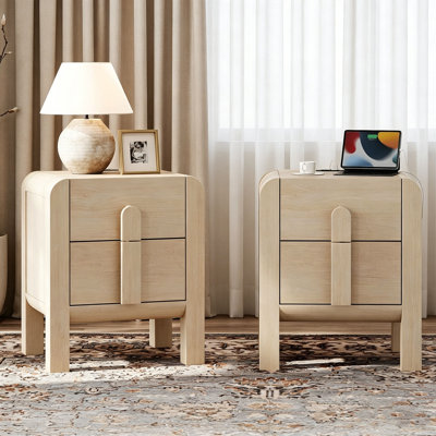 Ensemble de 2 tables de chevet modernes en bois avec tiroirs Adora
