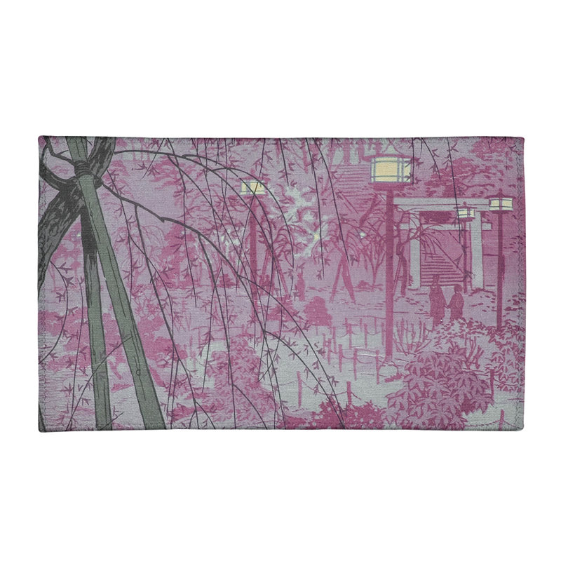 Tapis rose à shinobazu étang misty evening, Rectangle 3 pi x 5 pi