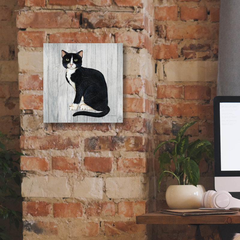 Art mural sur toile Winston Porter «Country Kitty I On Wood» par David Carter Brown, H 12 po x l 12 po x P 0,75 po