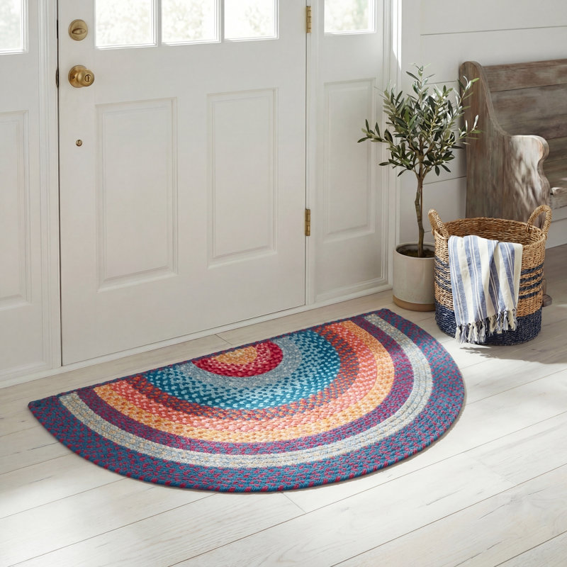 Tapis intérieur / extérieur Ceaira Performance, Red/Orange, Demi-lune 2 pi x 4 pi