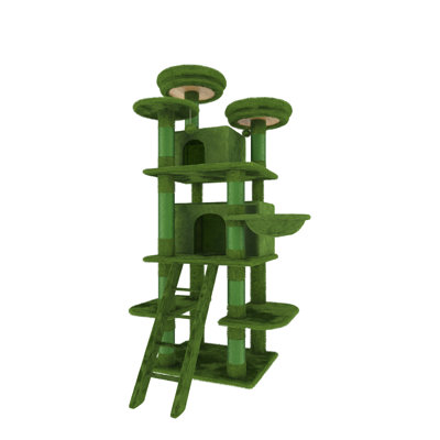 Large 70.87In Cat Tree W/2 Private Condos,3 Perches&Hanging Hammock,Skin-Friendly Short Plush&No Sharp Edges,Natural Sisal Scratching Areas,Safe & Stable For Multi-Cat Families,Kittens To Senior Cats
