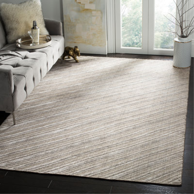 Endora Hand Loomed Wool/Viscose/Cotton Striped Rug in Grey