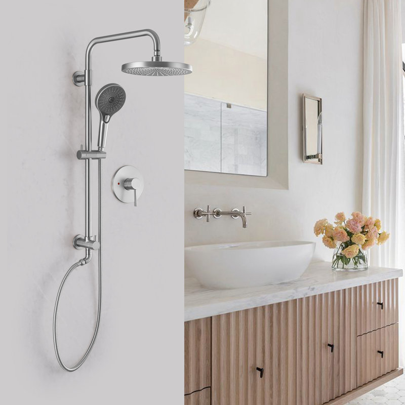 Ensemble de douche Cascade 10 po, ensemble de douche en laiton massif avec valve à pression équilibrée en option