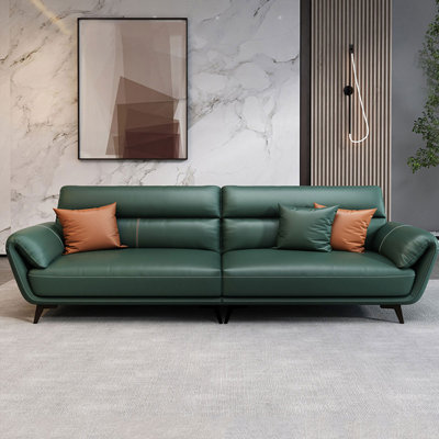 Green Genuine Leather Modular Sofa cushion couch