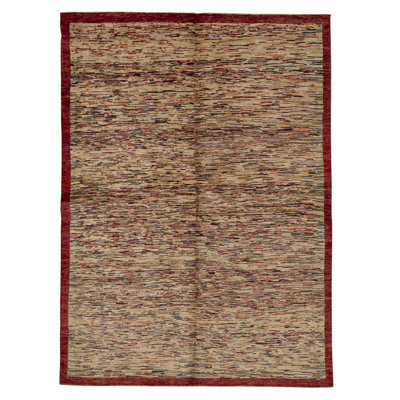 Tapis beige / rouge de haute qualité noué à la main