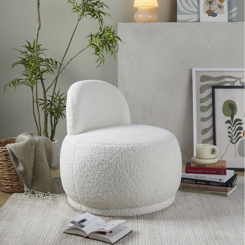 Alara Side Chair with Sherpa Fabric, White Fabric
