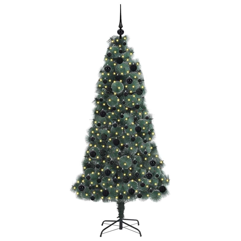 Artificial Pre-lit Christmas Tree with Ball Set, Black, 5.91' H