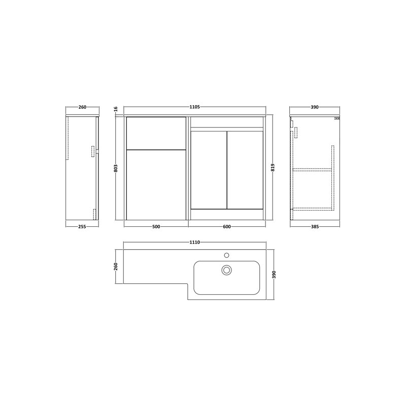 Thersia 1110 mm Bathroom Vanity, Soft Linen