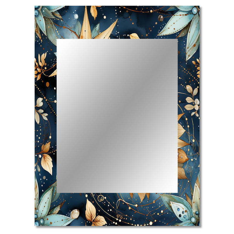 Pratiksha Cosmic Nomad Boho Pattern - boho  Large Mirror, Floral, Nature Decorative Wall Mirror, Printed Metal Art, 40" x 30"