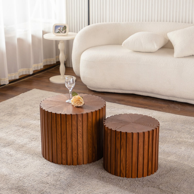 Ensemble de tables basses Wave Stripe, Noyer, H 15,75 po x L 47,25 po x l 47,25 po