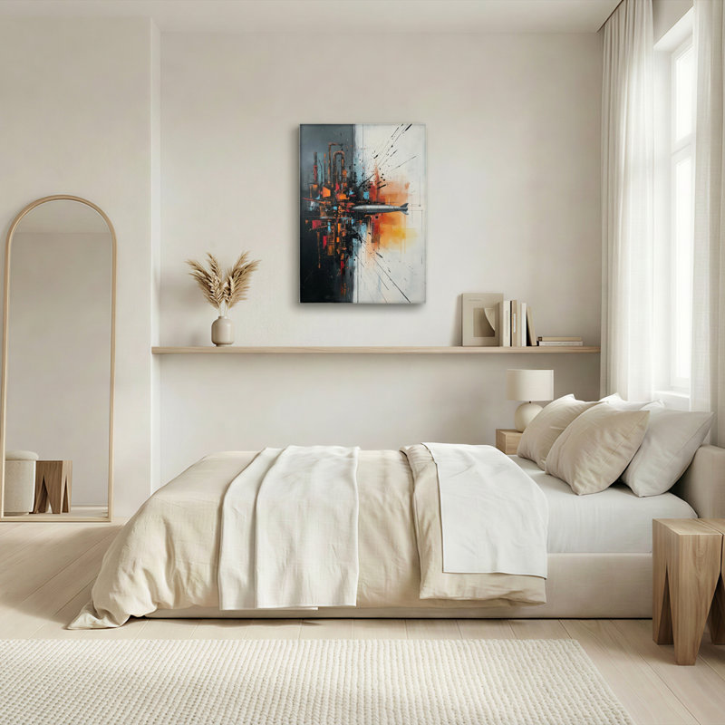 Ensemble de 1 tableau abstrait industriel sur toile, 36"H x 24"W, Wrapped Canvas