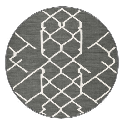 Machine Washable Trellis Gray Area Rug