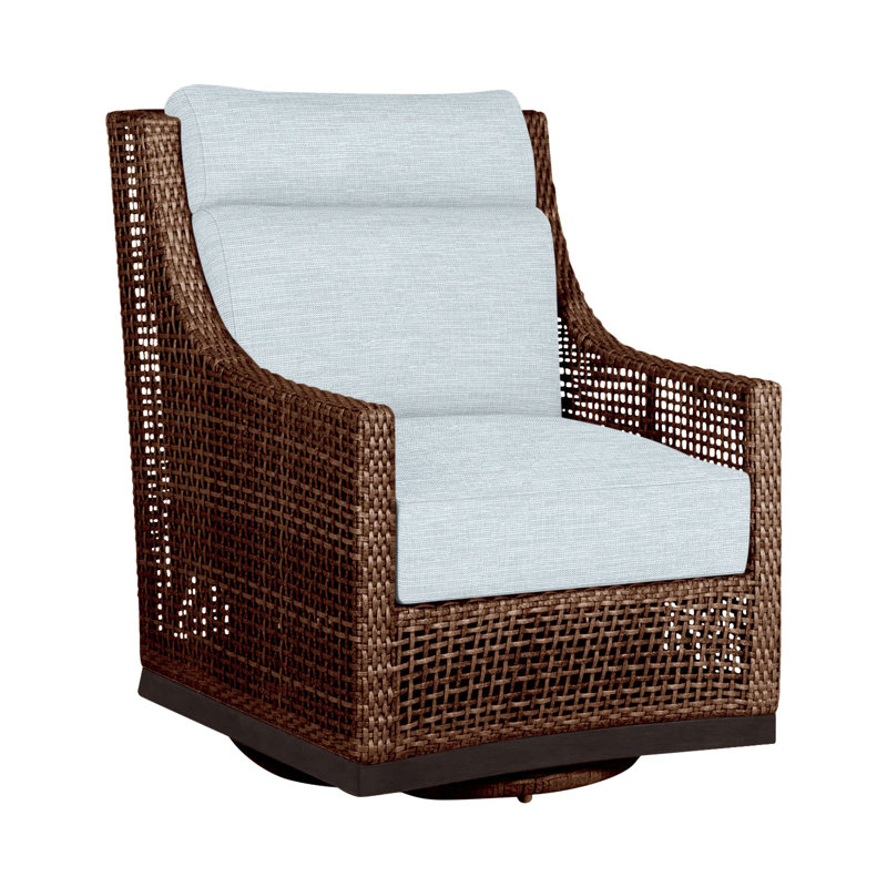 Fauteuil pivotant pour l'extérieur en résine tressée Pen-N-Dura, Pas de passepoil + bourre standard, Acajou / châtaignier