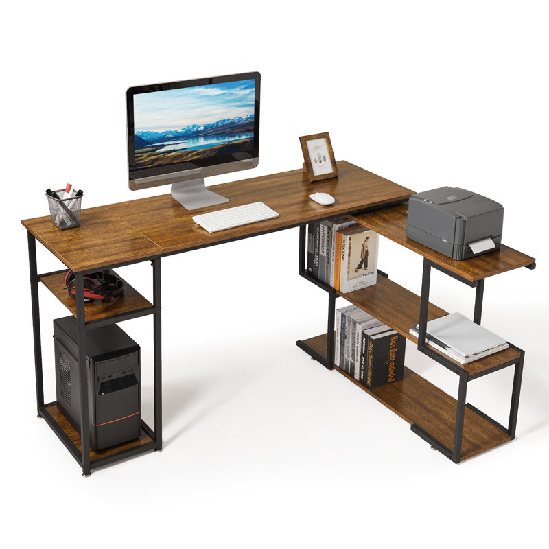 Krimhilde 135.5Cm W L-Shaped Computer Desk, Brown