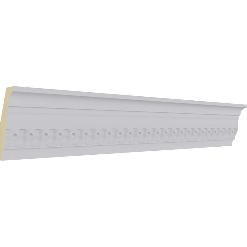 Primed White Geometric Crown Moulding Sample, 12" Length
