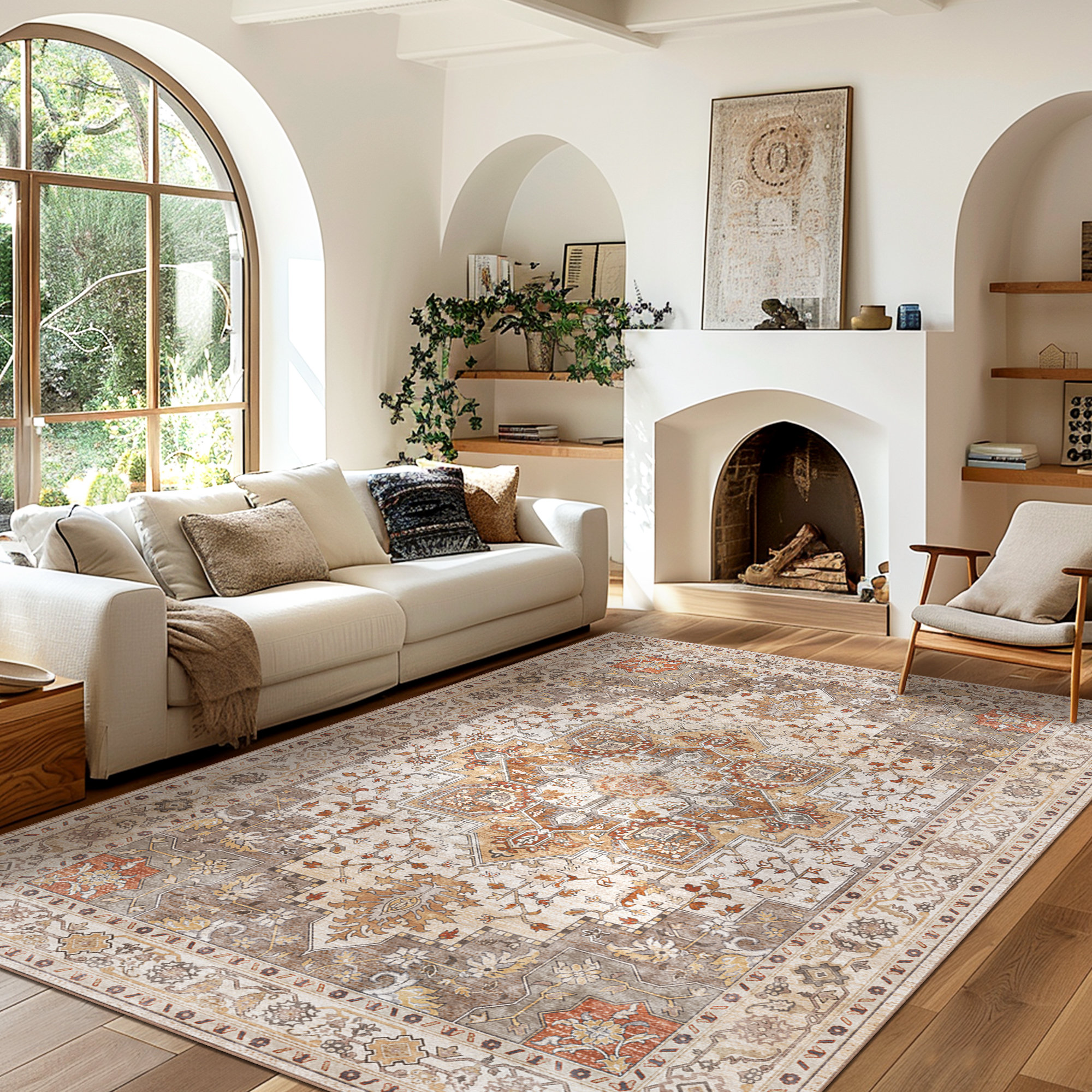 Bungalow Rose 8x10 Area Rugs for Living Room Machine Washable Rug