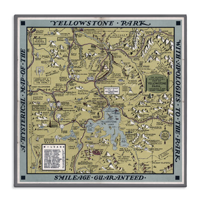 Vintage Yellowstone Map Canvas Wall Art by Stellar Design Studio