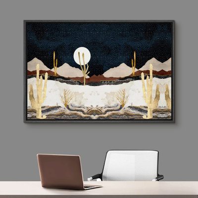 "Marble Effect Desert Landscape At Night Abstract Wilderness Illustration Modern Art Rustic Scenic" sur toile