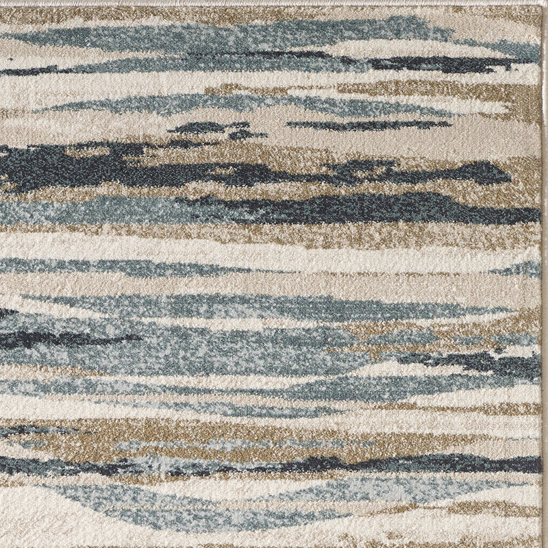 Tapis bleu / brun / gris Kohsuke, Tapis de couloir 2 pi x 7 pi 7 po