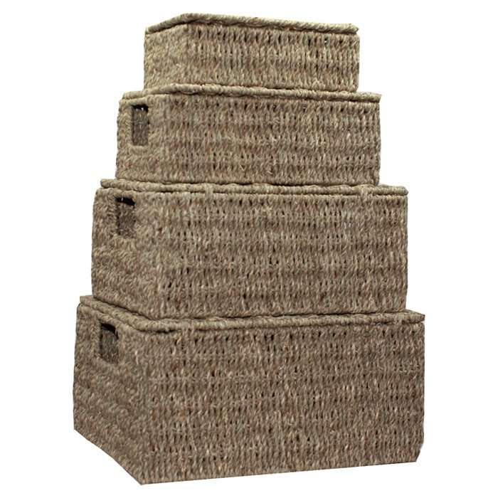 Wicker 4 Piece Storage Basket Set