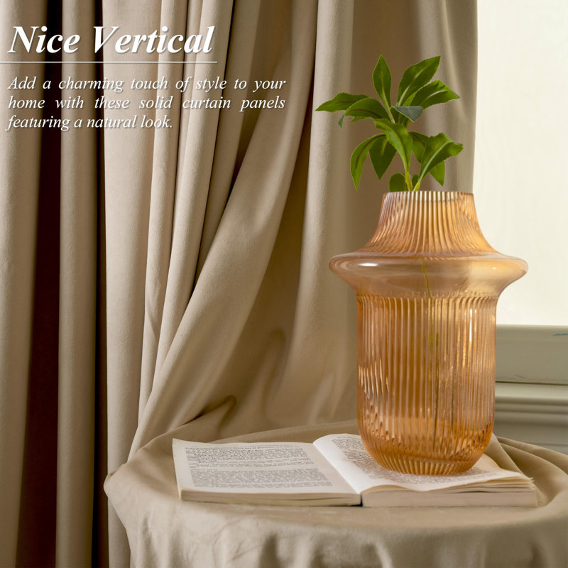 Ensemble de 2 rideaux obscurcissants en velours, Beige chameau, L 52 po x L 108 po