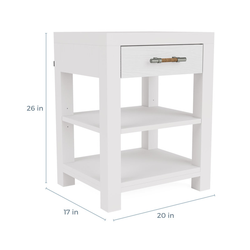 Table de chevet 1 tiroir Lana, Blanc