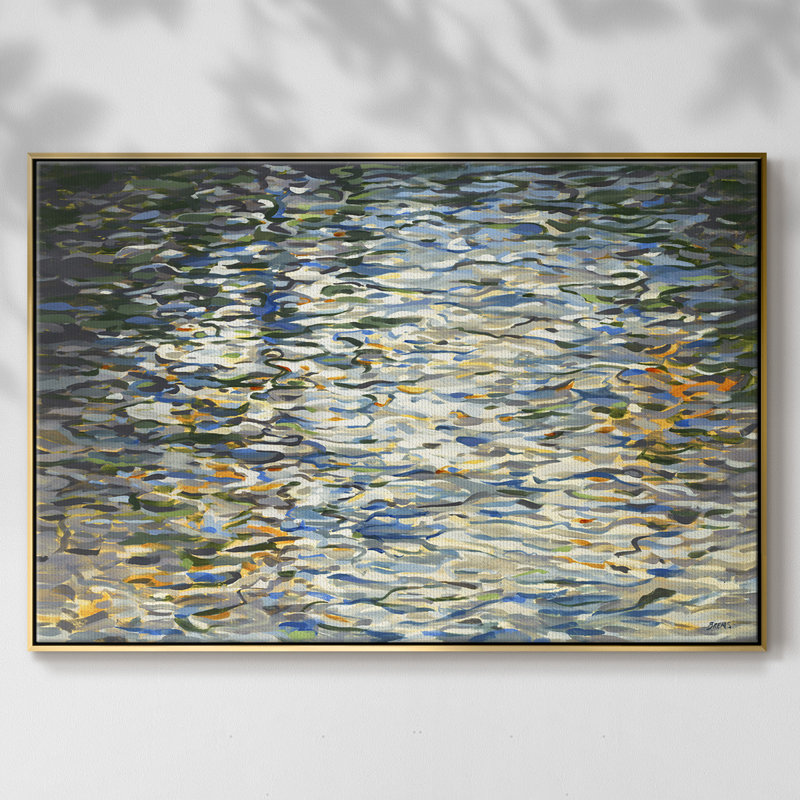 Water Reflections, reproduction d'art sur toile, Cadre flottant doré, H 17 po x l 25 po x P 2 po