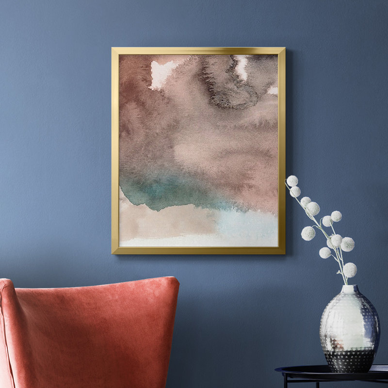 Toile encadrée de qualité supérieure rouge ocre abstraite I - prête à être accrochée, Or, H 20 po x l 16 po