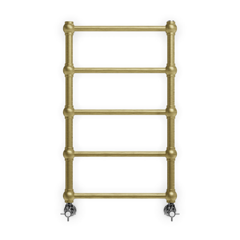 Retro Traditional Heated Towel Rail, 80cm H x 50.4cm W x 10.2cm D, Brass