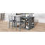 Table de salle à manger en bois massif avec 3 rangements, 4 chaises rembourrées, une table et des tablettes de rangement-1498070562-1498070563