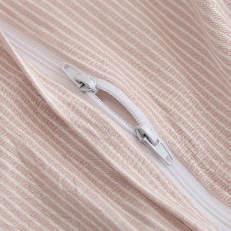 Housse de couette en coton doux avec de fines rayures subtiles - Léger, doux pour la peau, confort naturellement froissé pour la chambre à coucher