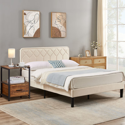 Ensemble de chambre à coucher avec cadre de lit et table de chevet avec prises intégrées 2 pièces (ensemble de 2)
