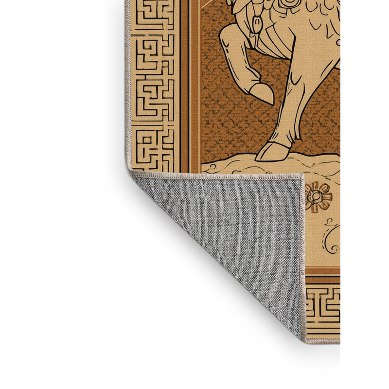 Tapis oriental traditionnel brun / beige lavable à la machine Glendale, 5 x 7