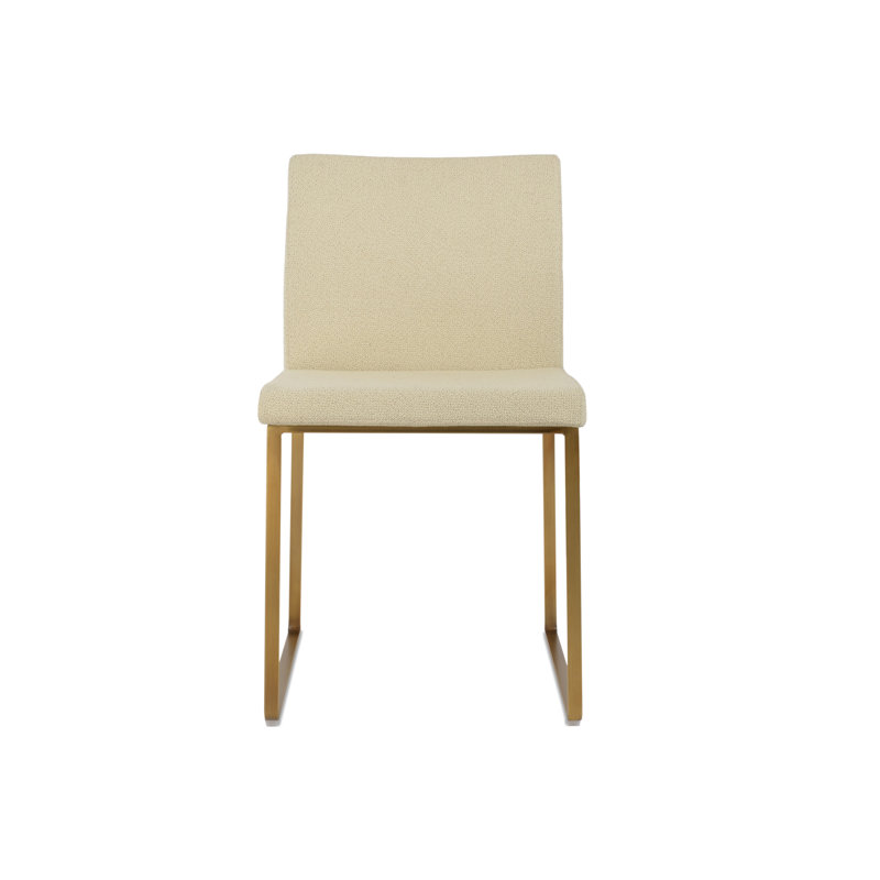 Chaise d'appoint en tissu Aria, Beige, Laiton