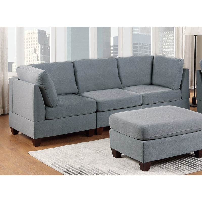 Ensemble de canapé modulaire avec tissu semblable au lin, configuration 6 pièces pour des sièges de salon flexibles et élégants