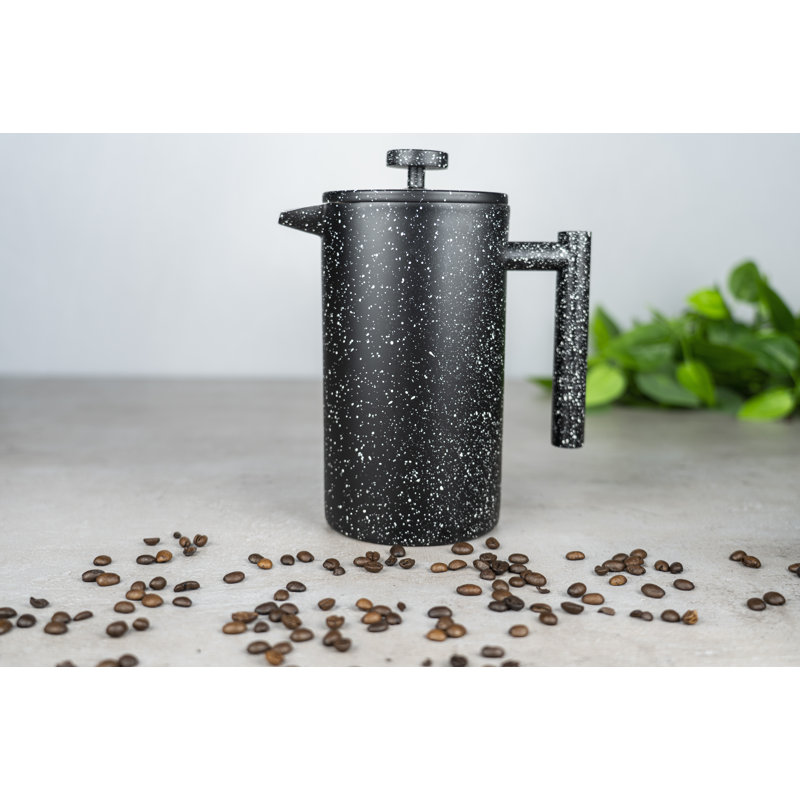 Café Olé CFD Cafetière, Double Walled Stainless Steel French Press Coffee Maker, 17.5cm H x 13cm W x 9cm D, Black